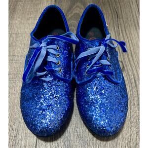 Cinderella princess blue glitter lace-up oxford/derby-style shoes.